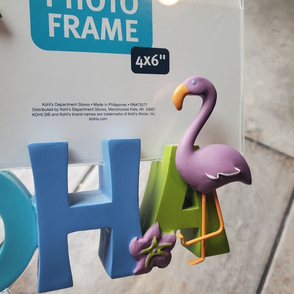 Aloha Photo Frame 6x4 Kohls Horizontal Picture Frame Colorful Palm Tree Flamingo - Picture 4 of 6